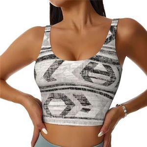 Grijs Tribal Print Comfortabele Vrouwen Sport Vest Yoga Workout Vest Voor Vrouwen Lichtgewicht Zomer, Zwart, S