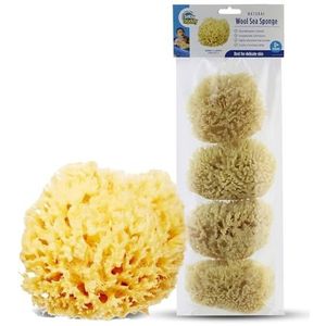 Baby Buddy Natuurlijke Baby Badspons 4 ""Ultra Zachte Premium Zeewol Spons Zacht op Zachte Baby Huid, Biologisch afbreekbaar, 4pk