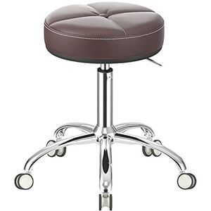 Bruine Rolling Bar Verstelbare Lift Schoonheid, Kapperszaak Stoel met Waterdichte Stof en 360° Draaibare Metalen 5 Klauwen Wielen (Maat: Geen Pedalen) Decoration