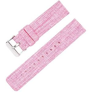 Horlogebandjes voor mannen en vrouwen, horlogeband 12-22 mm heren dames snoepkleur geweven nylon canvas horlogeband vervanging elegante zweetabsort horlogeband (Color : Pink silvery Clasp, Size : 14