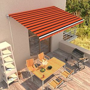 Rantry Mobiel zonnezeil, intrekbaar, automatisch, 450 x 300 cm, oranje en bruin, buitengordijn voor privacy, balkon, terras