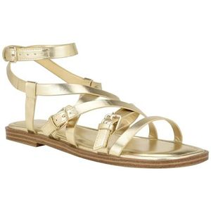 Nine West Rulen platte sandaal voor dames, Goud 710, 36.5 EU