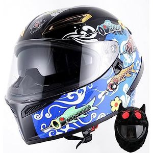 Motorhelm, DOT-goedgekeurde opklapbare modulaire jeugdhelm, crossmotorhelm met hoes for bromfiets ATV Cruiser F, XXL(F,XXL(6364 cm))