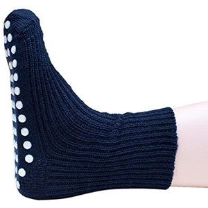 Hirsch Natur Stoppersokken voor kinderen, 100% scheerwol kbT, blauw, 23-24 EU