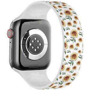 Solo Loop band compatibel met alle series Apple Watch 42/44/45/49mm (zonnebloemen digitaal realisme vintage) rekbare siliconen band band accessoire, Siliconen, Geen edelsteen