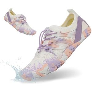 HiGropcore Waterschoenen voor dames en heren, sneldrogend, blote voeten, aquasokken met brede teen, instappers, strandschoenen voor zwemmen, wandelen, wandelen, Ws02d. Paars Roze, 7 Women/6 Men