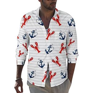 Marine And Lobsters heren revers shirt met lange mouwen button down print blouse zomer zak T-shirts tops 5XL