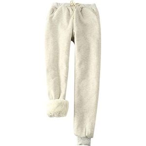 Fnsky Warme vrijetijdsbroek voor dames, winter, imitatie kasjmier joggingbroek, verdikte fleece gevoerde sweatbroek sportbroek voor vrouwen