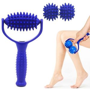 Massageballen, massageroller, egelbal, massagerol met handvat, verwisselbare massagerollen met handgrepen, 3 egelballen, massagebal, zelfmassageroller voor benen, voeten, handen, armen,