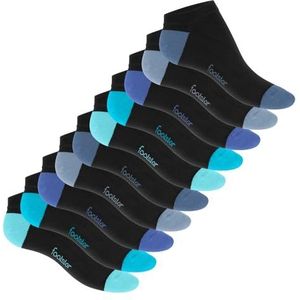 Footstar Sneakersokken voor dames en heren (10 paar) met afgezette hiel en teen, blauw, 35-38 EU