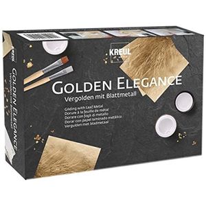 KREUL 99410 - Golden Elegance Vergulden met bladmetaal, applicatiemelk, laklaag, penselen, voor het afwerken van decoratieve objecten binnenshuis zoals fotolijsten, houten onderdelen, kaarten