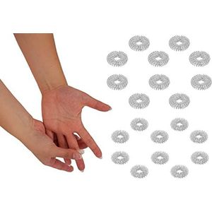 CHI-ENTERPRISE - Premium Massagering-set voor de vinger | Antistress Ring | Acupressuur Ring - Anxiety Ring | Inhoud: 10x antistress ring (10x zilver/klein, 10x zilver/groot)