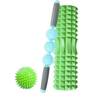 Roller, Bal en Massagestaafpakket. Schuimroller voor Spiertherapie en Massage. Pilates en Yoga Roller, Bar en Bal. Fitnessschuimroller. Schuimcilinder voor Pijnverlichting en Training. 45 cm