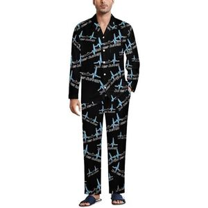 Heartbeat Zwemmen Mannen Pyjama Set Tweedelige Button Down Nachtkleding Lange Mouw Top En Broek Loungewear