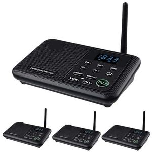 Walkie-talkie, 22-Kanaals FM Draadloze Intercoms Thuis Huis Zakelijk Kantoren Kamer naar kamer Bellen & Talking System 1 mijl lange afstand(4 Unit Black)