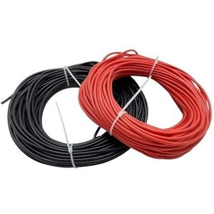 Flexibele siliconen elektrische draad, Verwarmingskabel 10 meter rood en zwart AWG 8-30(8 AWG)