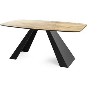 WFL GROUP Eettafel Monte in moderne stijl, rechthoekige tafel, uittrekbaar van 180 cm tot 220 cm, gepoedercoate zwarte metalen poten, 180 x 90 cm (eiken Lancelot, 160 x 80 cm)