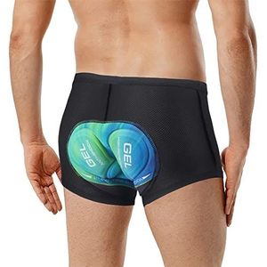 Fietsonderbroek Heren met zeem 5D Gel Ademende Schokbestendige Fiets Onderbroek Heren Sneldrogende Fietsbroek Fietsbroek Gewatteerd Wielrenondergoed(Size:L,Color:Blauw Groen)