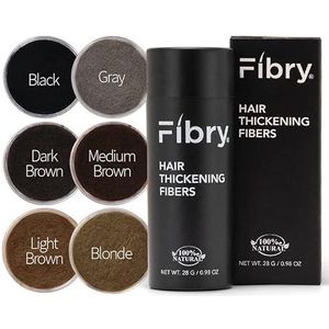 FIBRY Haarpoeder met 100% natuurlijke vezels, onmiddellijke verdichting van slapen of fijn haar, onmiddellijk middel tegen dunner worden en haaruitval, 28 g middenbruin (middenbruin)