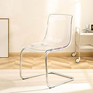 EdNey Huishoudelijke transparante rugleuning eetkamerstoel, voor eetkamer, woonkamer, minimalistisch ontwerp vrije tijd acryl stoel met heldere acryl stoelrug en gegalvaniseerde stoelpoten (kleur: A)
