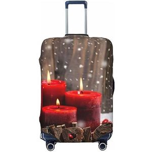 OPSREY Bagage Cover Elastische Koffer Cover Gepersonaliseerde Dubbelzijdige Kerst Rode Kaarsen Print Bagage Cover Protector Voor 18-32 Inches, Zwart, XL