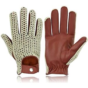 Swift Wear Heren Vintage Klassieke Engels Katoen Gehaakte String Ongevoerd Mode Echt Lederen Chauffeur Rijhandschoenen, Cognac, M