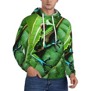 TTIGLHOH Kikkerbladeren Winter Hoodies Voor Mannen Fleece Gevoerde Sherpa Trui Kangoeroe Pocket Comfort Fit, Winter Sweatshirt, Zwart, M