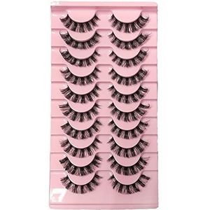 Russische stripwimpers, valse wimpers, natuurlijke wispy pluizige wimpers, zachte herbruikbare hybride strip wimpers DD Curl Faux Mink Wimpers 10 paar Pack (A-09)