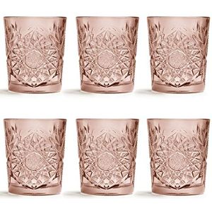 Libbey Drinkglas Hobstar Roze - 355 ml / 35,5 cl - 6 stuks - vintage design - vaatwasserbestendig - hoge kwaliteit