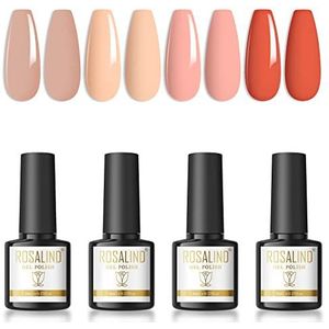 ROSALIND Gel Nagellak Naakt Roze Rood 4 Kleuren Shellac Set 8ml Soak Off UV/LED Gellak Gel Nail Polish Voor Gelnageldesigns/Nagelsalon