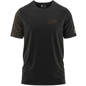 FORSBERG Thyrison T-shirt met ronde hals en borstlogo beer met polygon-design, hoogwaardig, robuust, lichtgrijs, gemêleerd voor heren, zwart/brons, 3XL