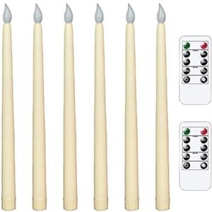 6 stuks led-puntkaarsen, vlamloos, flikkerende elektrische kaars, warm licht, taperkaarsen, staafkaarsen met 2 afstandsbedieningen, timerfunctie voor Thanksgiving, Halloween vakantie decoratie