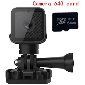 Mini Body Cameram, 1080P High-definition draadloze kleine camera, Hotspot Mini DV-camera, buitensportcamera, motorrijrecorder voor Pet Walking, Werk, Reizen(Camera 64G card)
