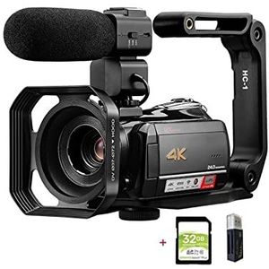 Vlogcamera, Video Camera 4K Professional For Vlog Recording Live Streaming, AC5 12X Optical Zoom Full HD Blogger Camcorder Vlog Cameras