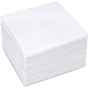 LULUSILK 20 witte heren zakdoeken stoffen zakdoeken 100% katoen, 40 cm x 40 cm