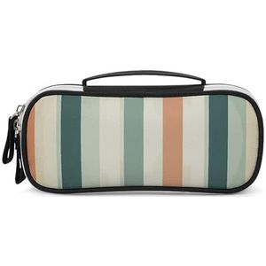 DWTJKMS Retro Gestreepte Lederen Make-uptas Draagbare Kleine Cosmetische Organizer Waterdichte Toilettassen Borstels Potloden En Reizen Make Up Accessoires