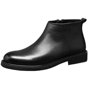 Men's Genuine Leather Handmade Chelsea Boots Fashion Formal Dress Side Zip Oxfords Boots (Color : Black velvet, Size : EU 44)
