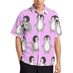 Pinguïn Zomer Heren Shirts Casual Korte Mouw Button Down Blouse Strand Top met Pocket 4XL