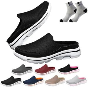 Comfortabele, Ademende Orthopedische Sandalen, Instapper-halve Sneakers Voor Heren, Ademende Half-slip-in-sneakers Van Mesh (40,Zwart)