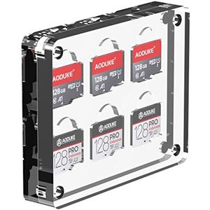 AODUKE 6 Slots Transparante Magnetische Sluiting Tf Kaarthouder Micro Sd Card Case voor TF-kaart Geheugenkaart Opbergdoos Houder Opslag rack-06TF