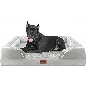 Comfort Expression XXL hondenbed, waterdicht orthopedisch hondenbed, jumbo hondenbed voor extra grote honden, duurzaam PV wasbaar hondenslaapbank, wit, groot hondenbed met afneembare hoes met