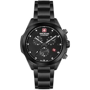 Swiss Military Hanowa Heren analoog Zwitsers kwartsuurwerk horloge met roestvrij stalen armband SMWGI0001930, zwart, Eén maat