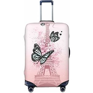 WOWBED Paris Eiffeltoren vlinder bedrukte koffer cover elastische reisbagagebeschermer past 45-70 cm bagage, Zwart, XL