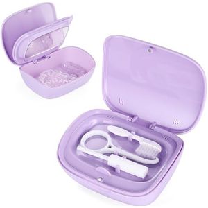 Dubbellaagse uitlijnhoes, houder met spiegel, houder met verwijderingsgereedschap en reinigingsborstel met ventilatiegaten compatibel met aligner-hoes, houder, orthodontische benodigdheden koffer