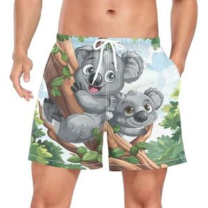 Niigeu Cartoon Australia Koala Bear zwembroek voor heren, sneldrogend, met zakken, Leuke mode, S