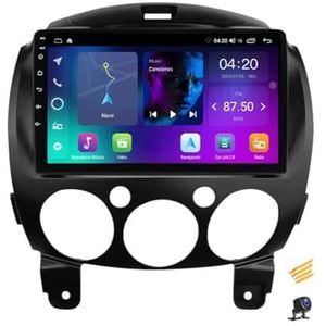 ZARAPLUS Android 13 autoradio, Bluetooth 2 DIN voor Mazda 2 2007~2014, touchscreen, multimediaspeler met navigatieondersteuning, Carplay/Android Auto/DSP/RDS FM/stuurbediening, NF1