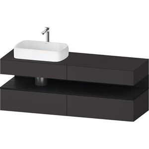 Duravit Qatego console badmeubel, 2 uitschuifelementen, 2 laden, uitsparing links, 1600x550x600mm, nis eiken zwart, QA4777016, Kleur: grafietmetaal