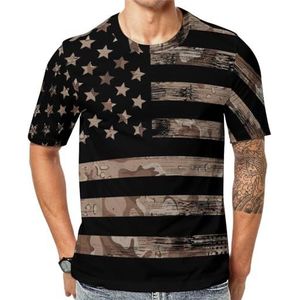 Amerikaanse vlag woestijn camouflage heren korte mouw grafisch T-shirt ronde hals print casual tee tops 2XL