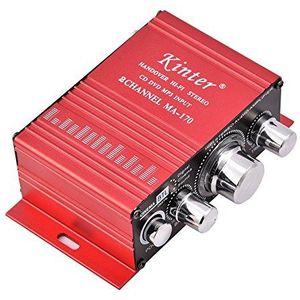 Mini audio eindversterker, 12 V, 2 kanalen, 20 W + 20 W, digitale HiFi stereoversterker, aluminiumlegering behuizing, max. 6 inch, 4-8 Ω impedantie