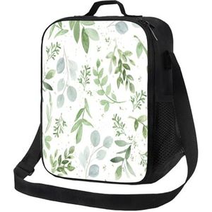 EgoMed Lunchtas, duurzame geïsoleerde lunchbox herbruikbare draagtas koeltas voor werk schoolsalie groene bladeren